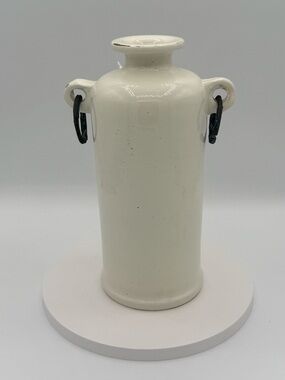 Pottery Barn Rhodes Collection Ceramic Vase with Black Metal Handles